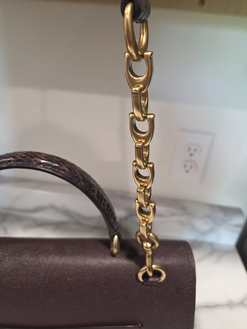 Coach Parker Colorblock with Snakeskin handle and strap